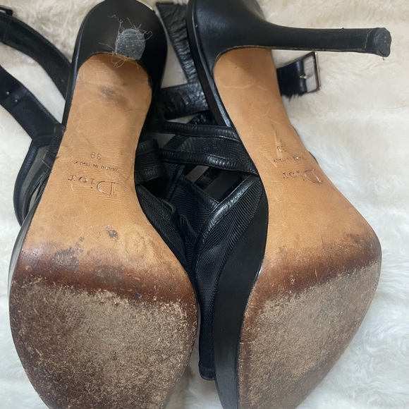 Dior Black Strappy Mesh & Leather Heels - Picture 4 of 5